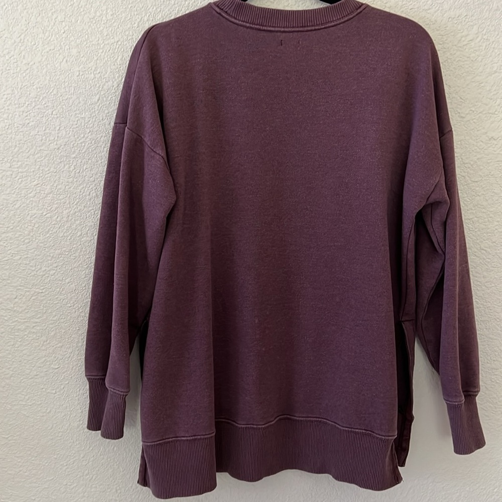 aerie Oversized Crewneck Sweatshirt Rusty Maroon Color Sz Sm - Picture 4 of 5